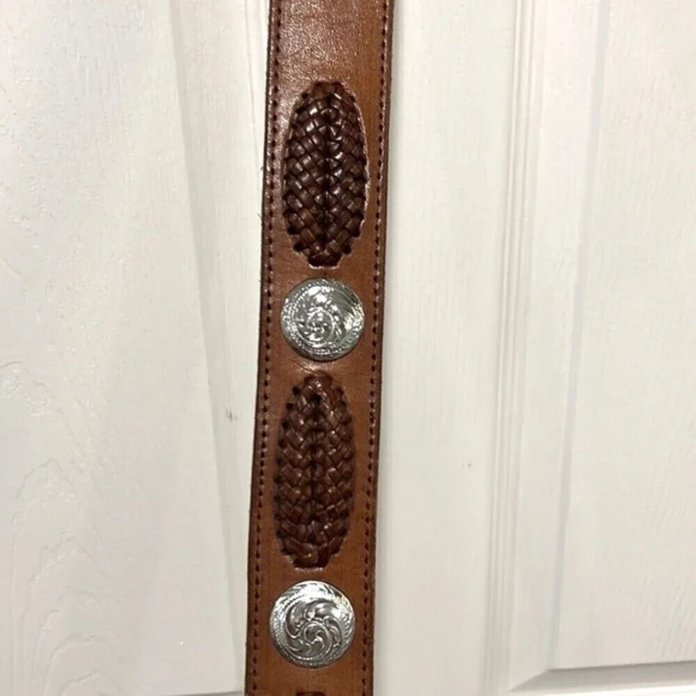 Men’s brown leather and silver color  western style belt
